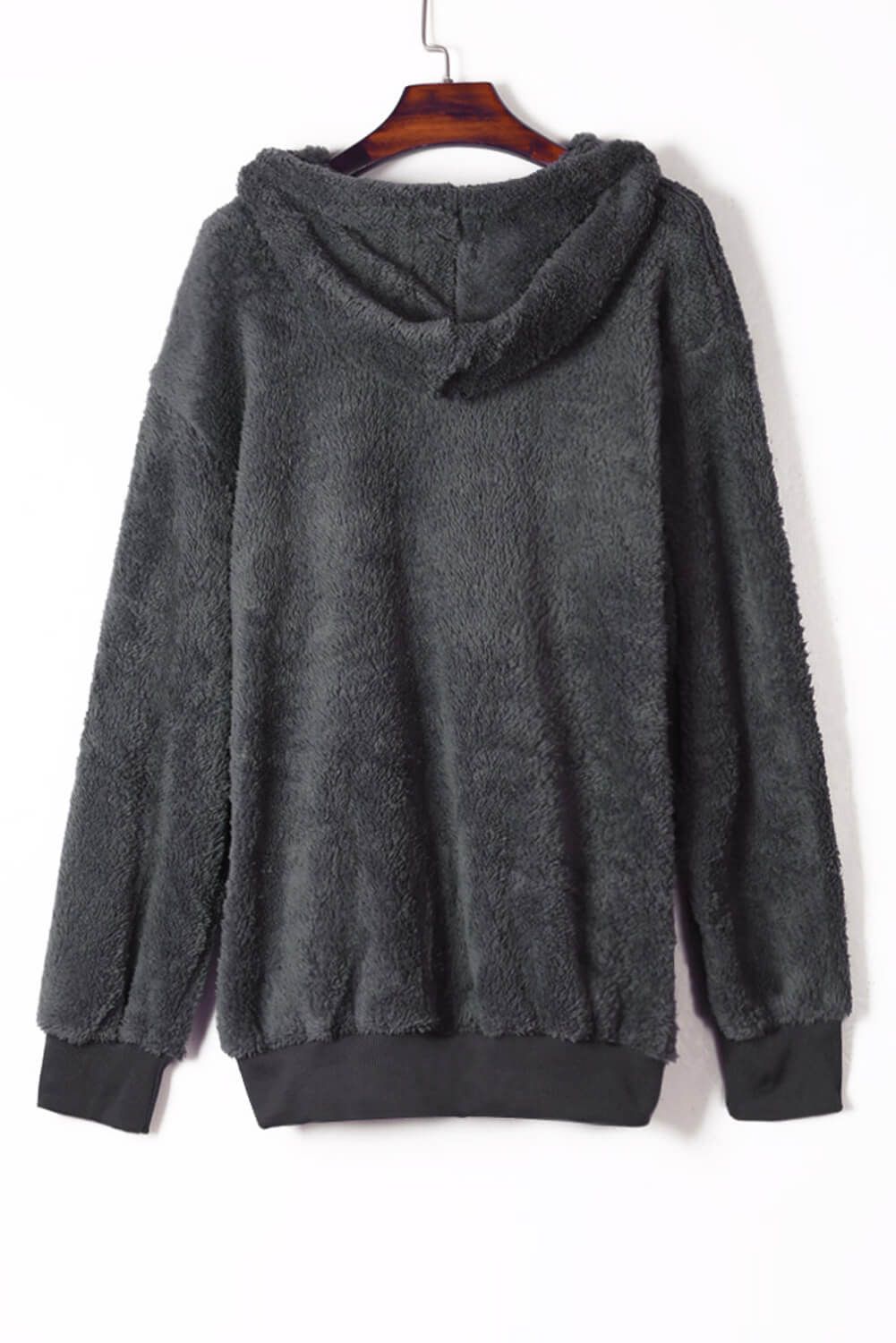 Dark Gray Warm Furry Pullover Hoodie