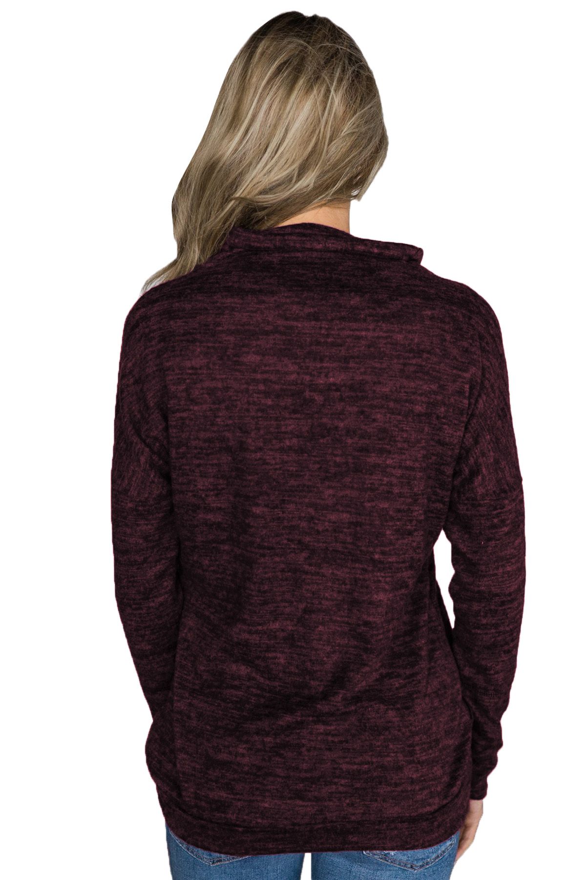 Burgundy Heathered Kangaroo Pocket Sweatshirt