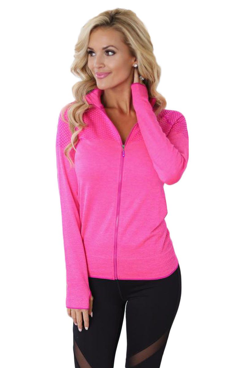 Rosy Atheletic Running Yoga Jacket with Mesh Accent