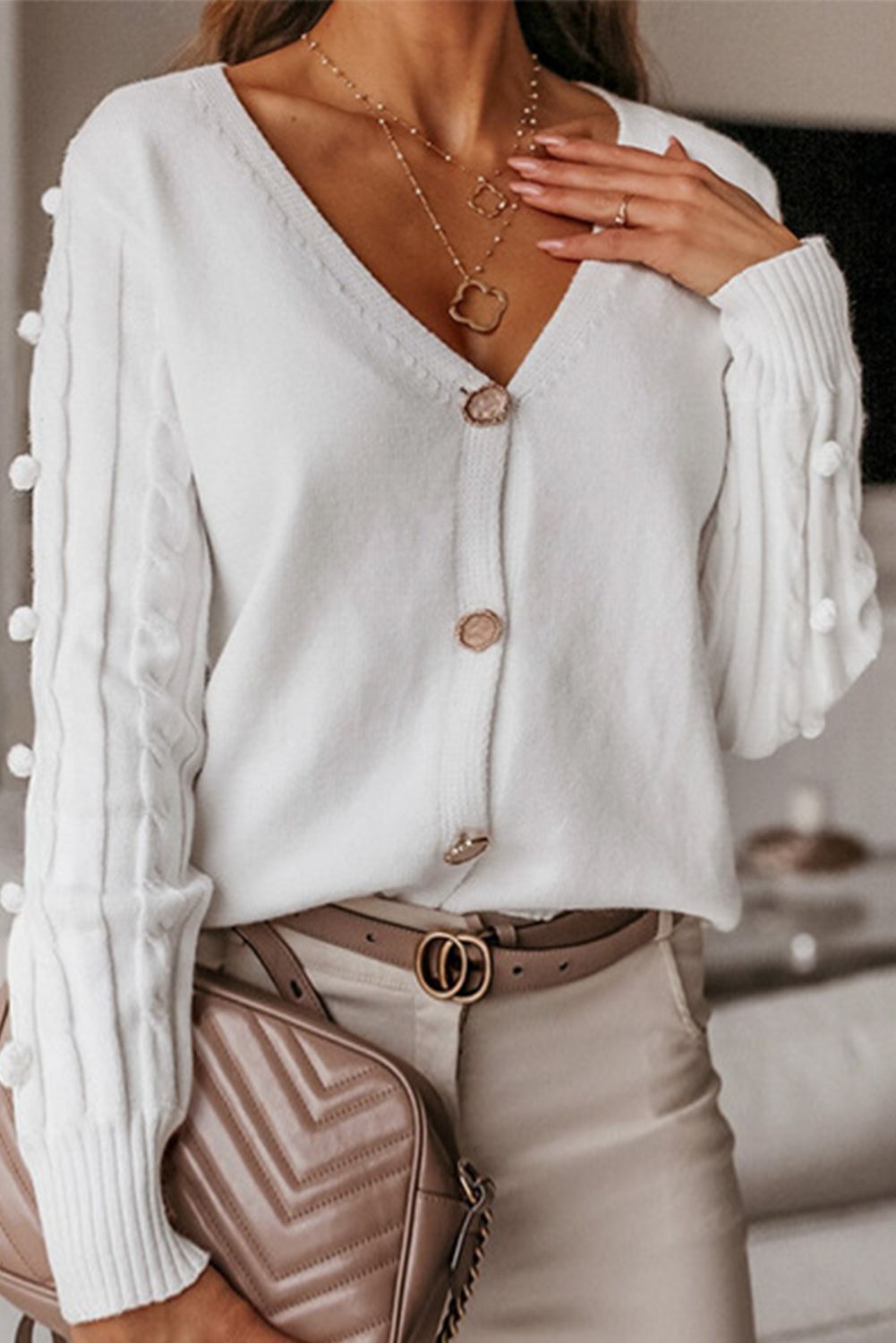 White Buttoned Cardigan