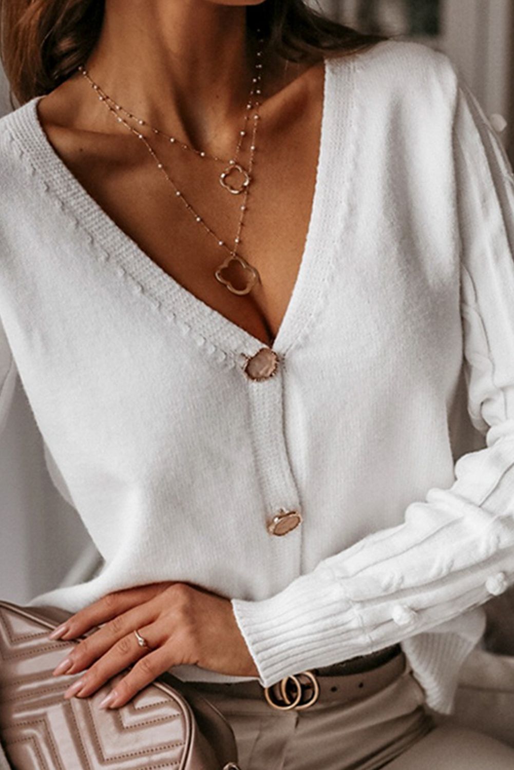 White Buttoned Cardigan