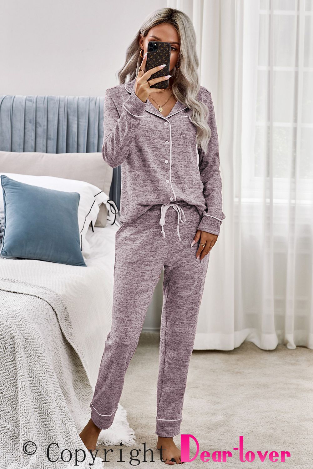 Pink Sound Asleep Button Pajama Set