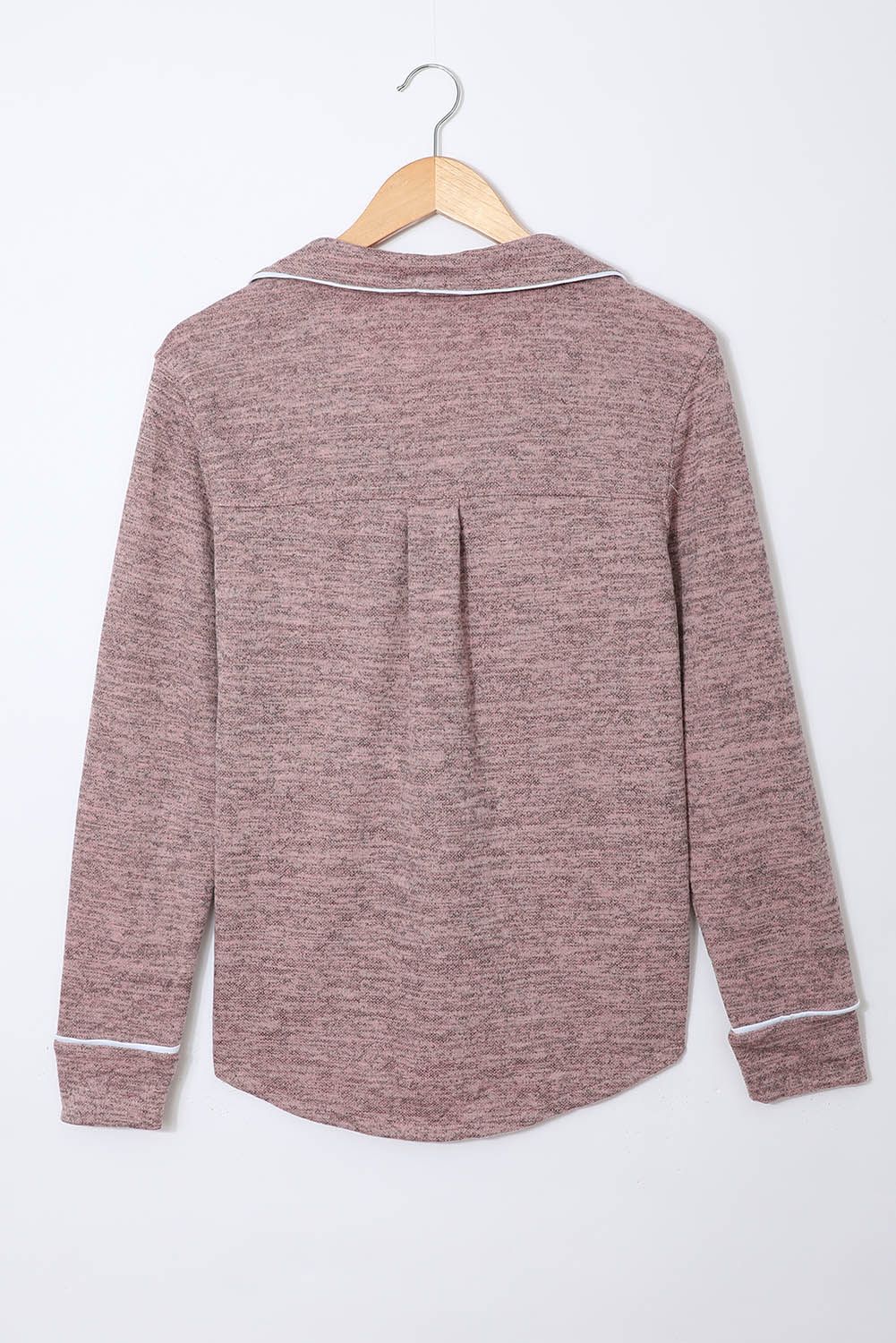 Pink Long Sleeve Drawstring Button Loungewear