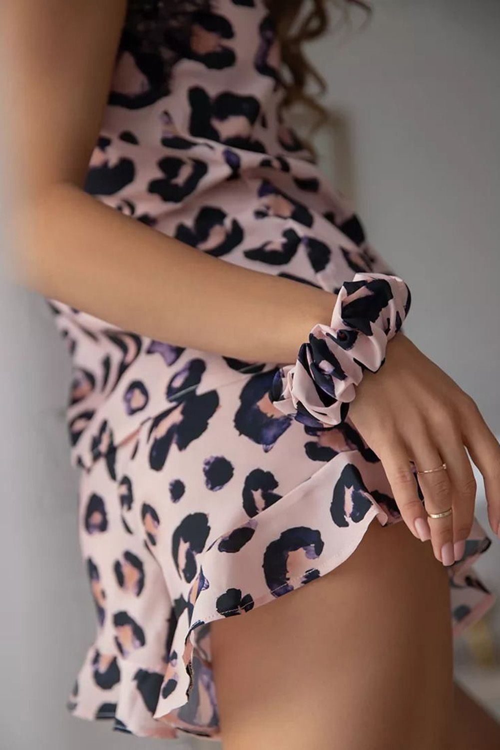 Lace V Neck Leopard Pajamas Set