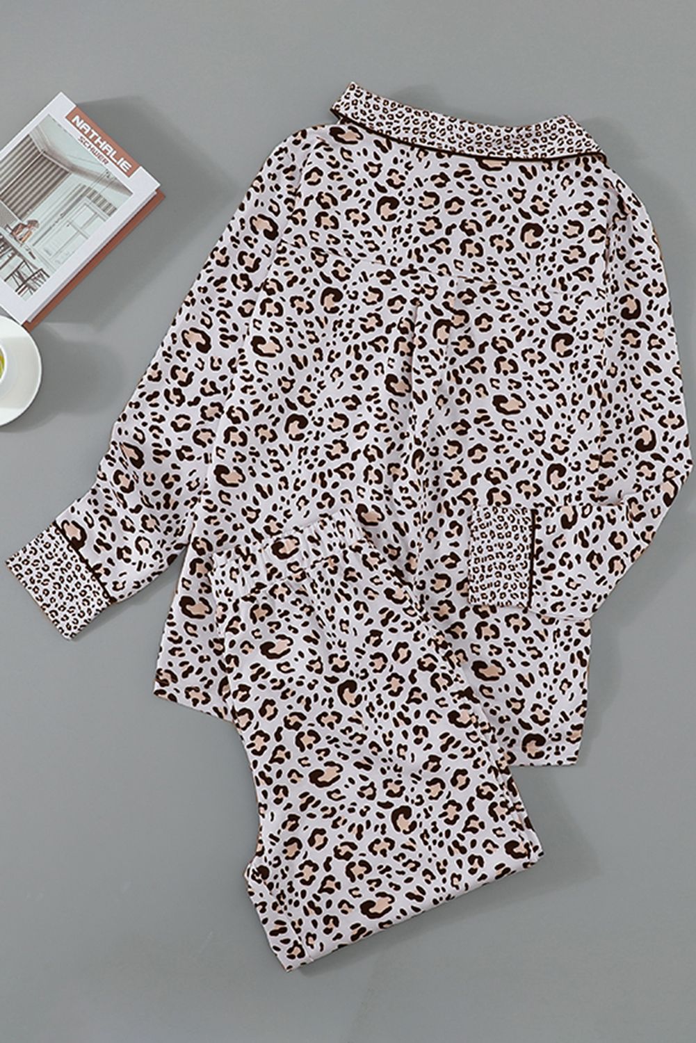 Leopard Print Long Sleeve Two Pieces Loungewear