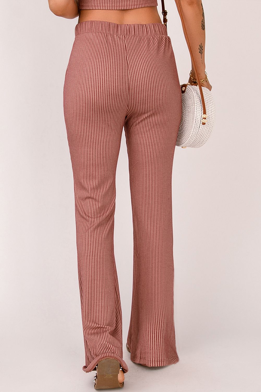 Red Striped High Waist Wide Leg Pants