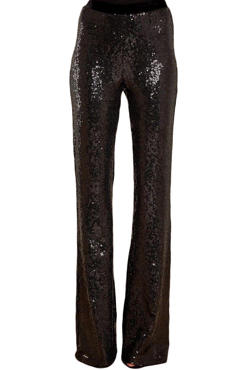 Black Eye-catching Sequin Wide Leg Pants
