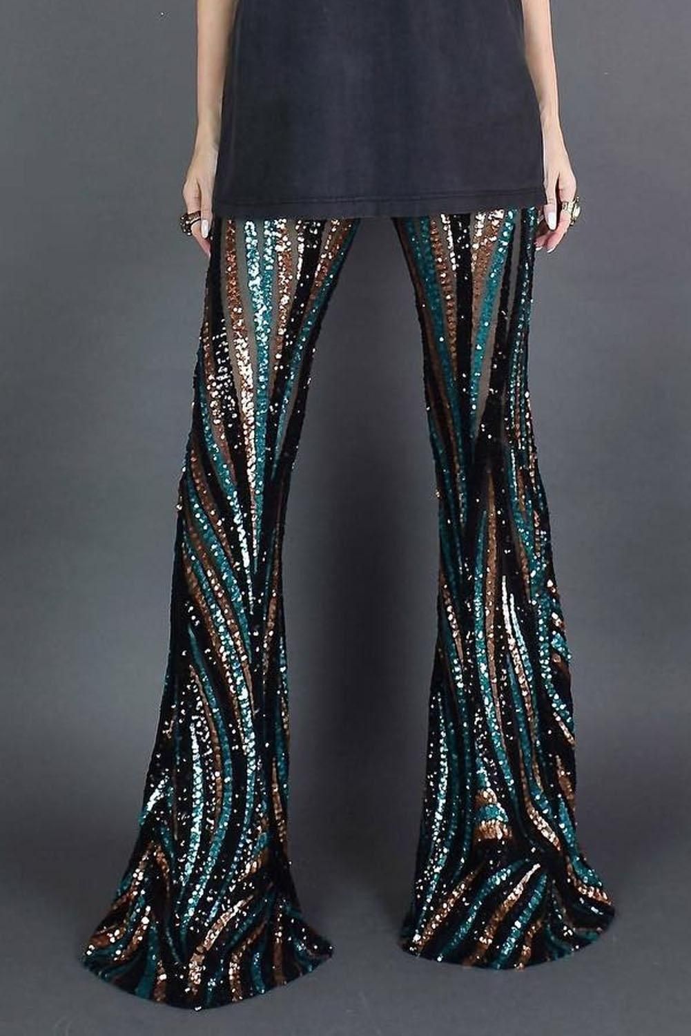 Black&Green Sequin Pants