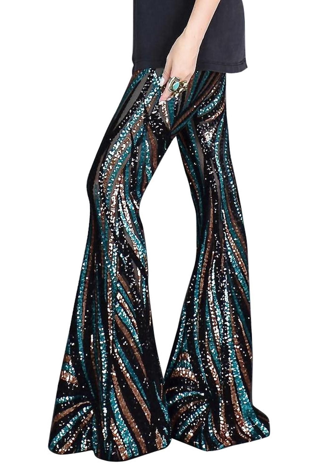Black&Green Sequin Pants