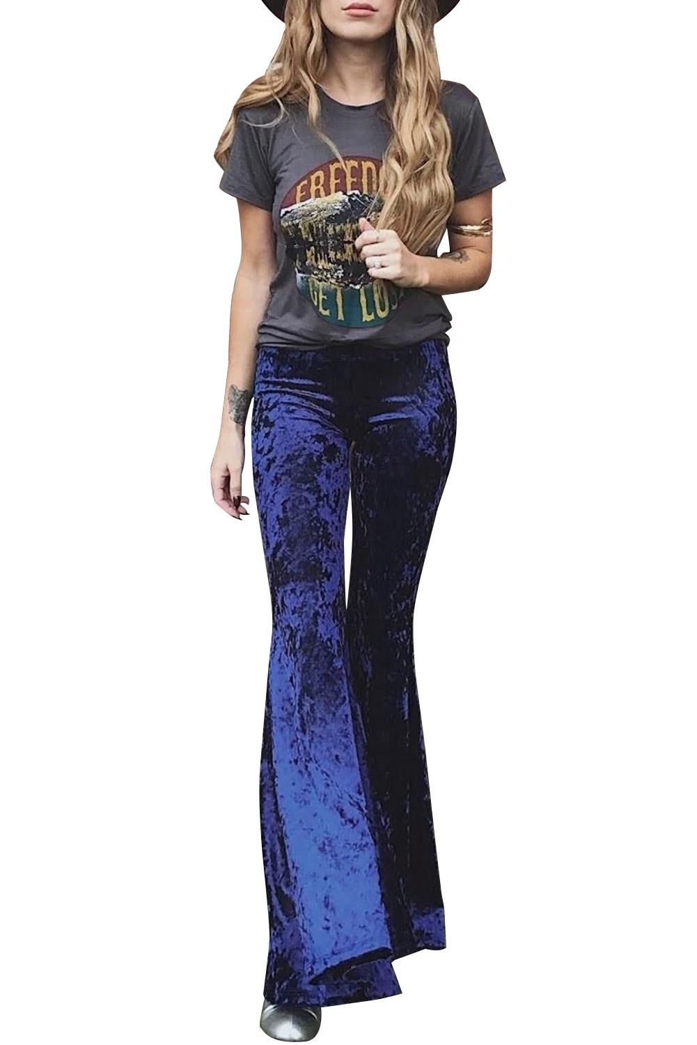 Cobalt Blue Flare Velvet Pants