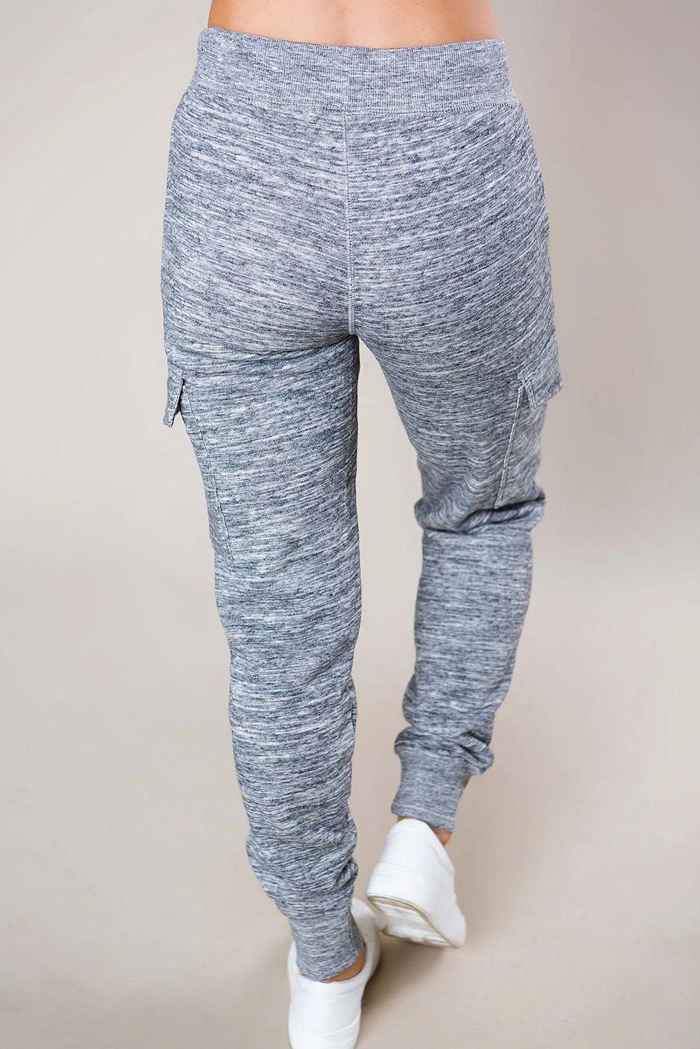 Heathered Gray Pocketed Casual Joggers