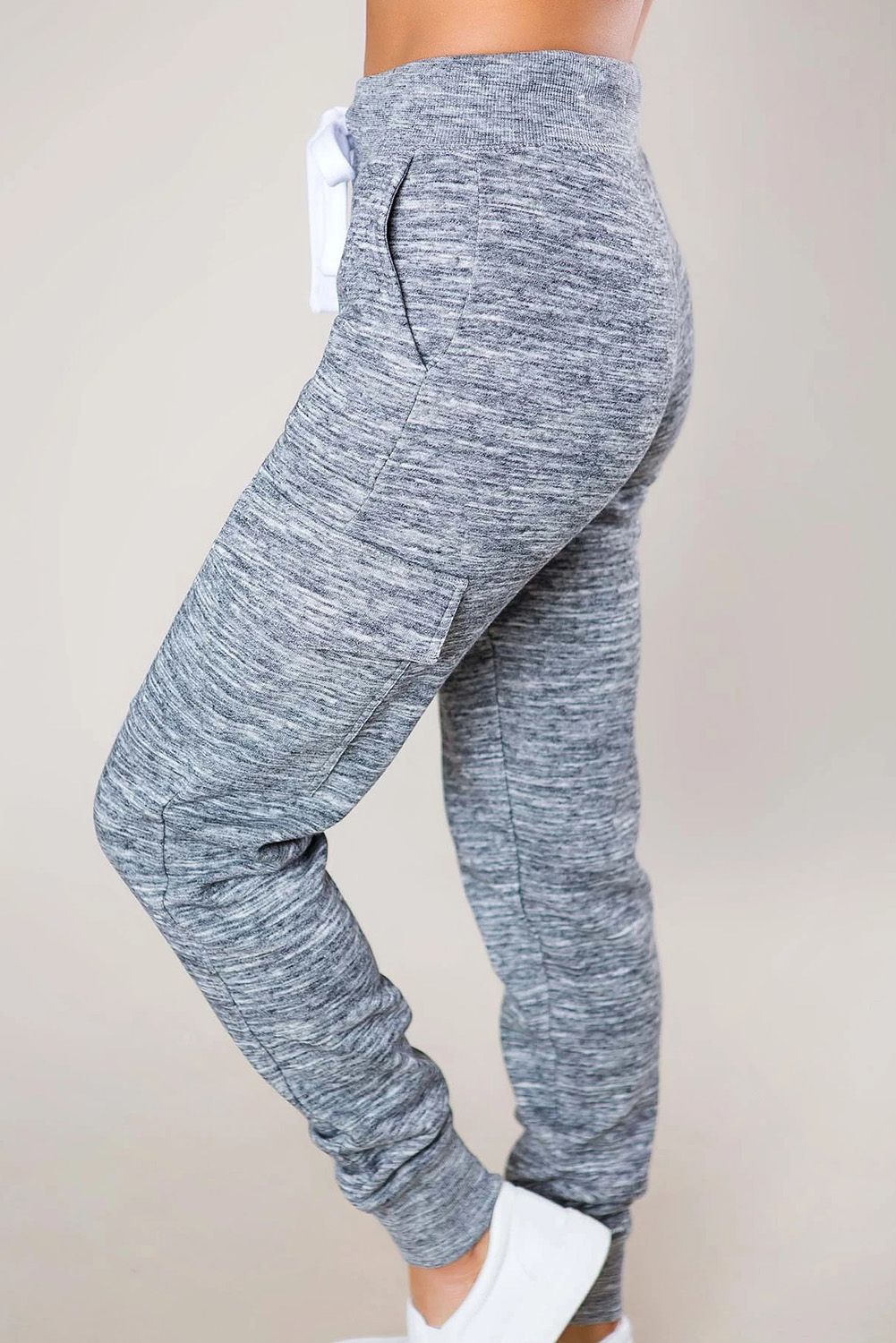 Heathered Gray Pocketed Casual Joggers