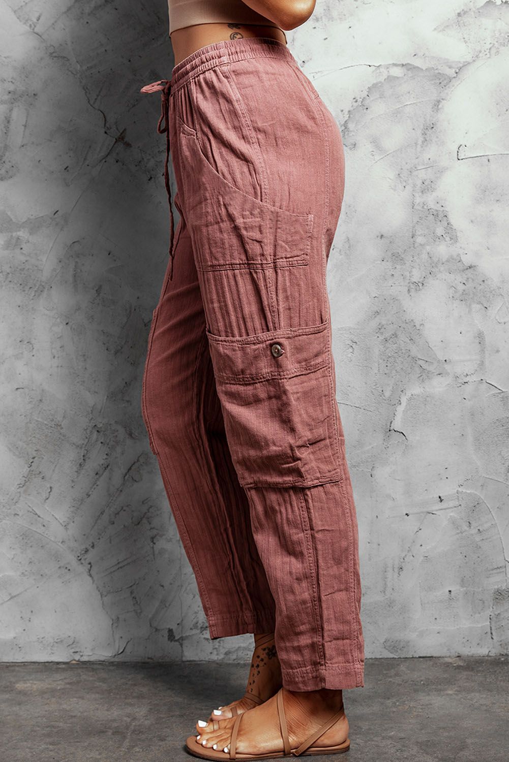 Pink Pocketed Utility Pants