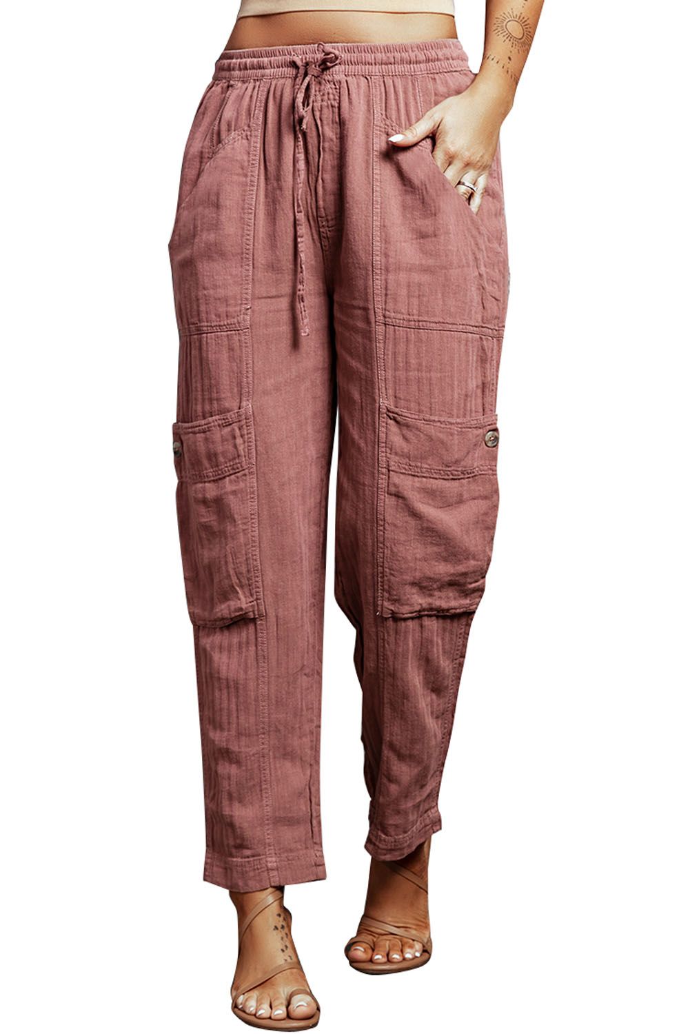 Pink Pocketed Utility Pants