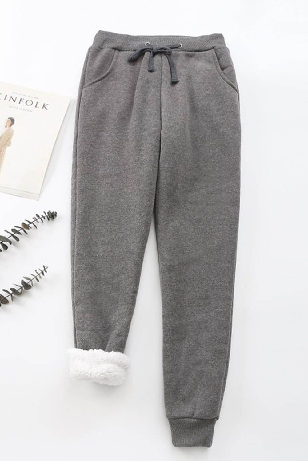 Dark Grey Athletic Sherpa Jogger Sweatpants