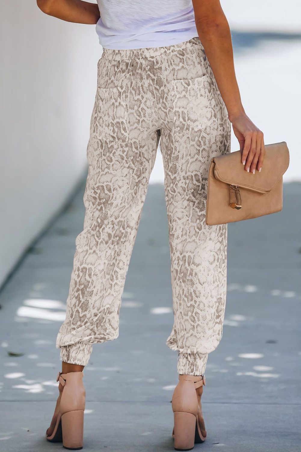 Snakeskin Print Drawstring Joggers