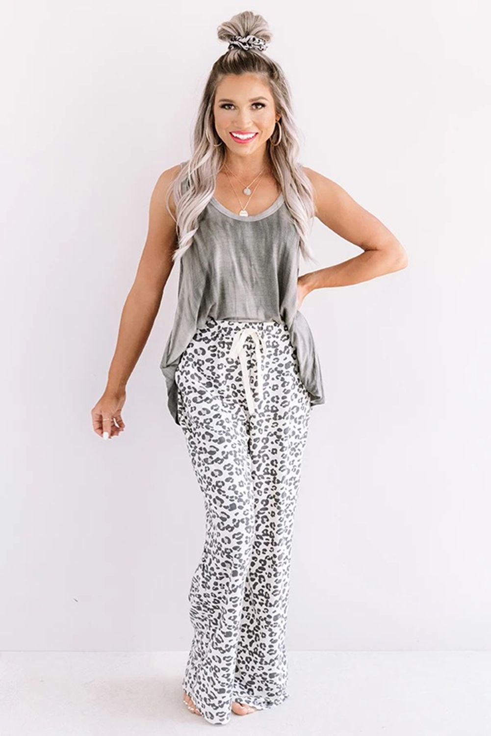 Leopard Print Loose Fit Pants
