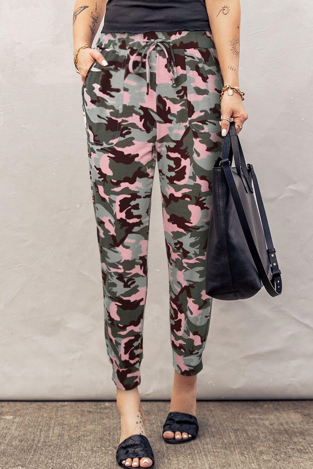 Pink Camouflage Casual Sports Pants