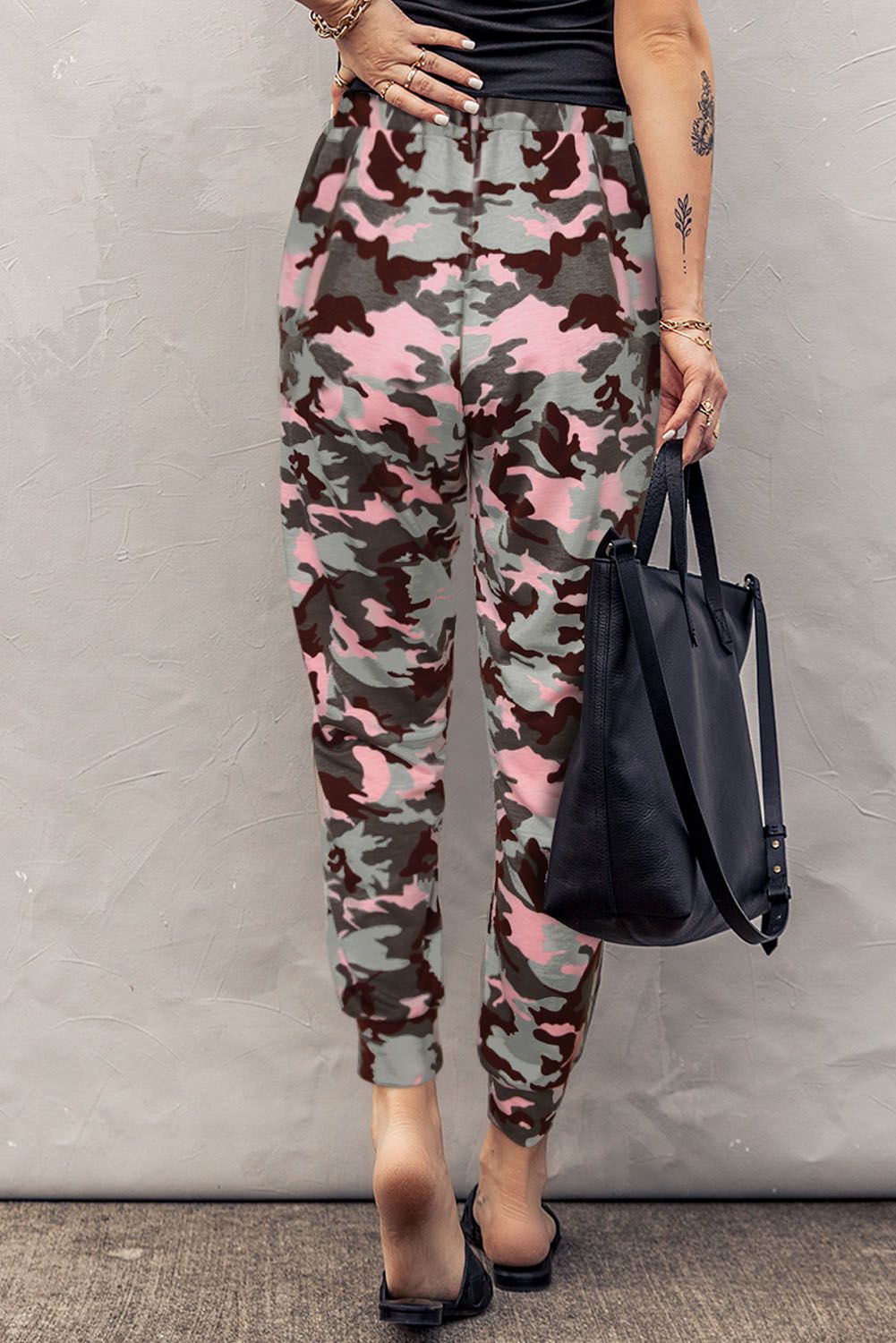 Pink Camouflage Casual Sports Pants
