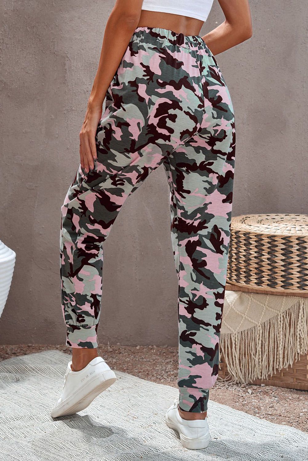 Pink Camouflage Casual Sports Pants