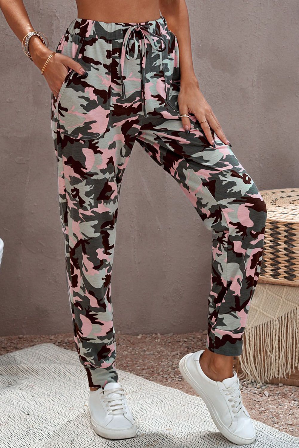 Pink Camouflage Casual Sports Pants