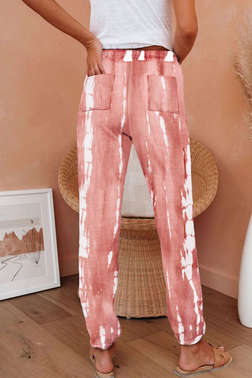 Pink Pocketed Tie-dye Knit Joggers
