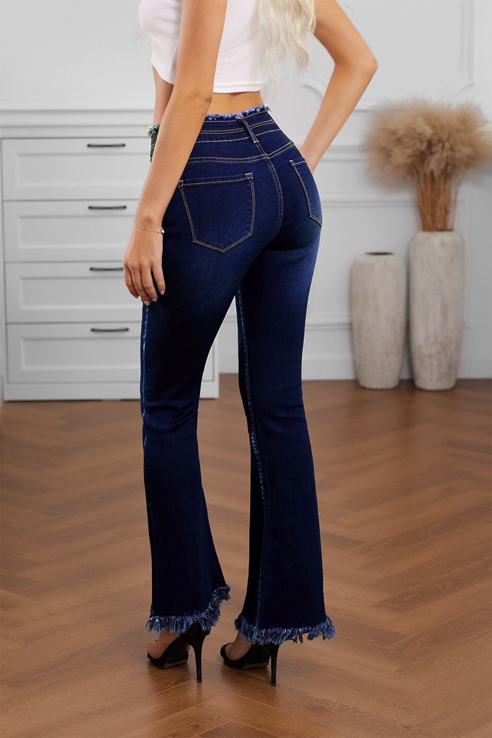 Dark Blue High Rise Flare Jeans