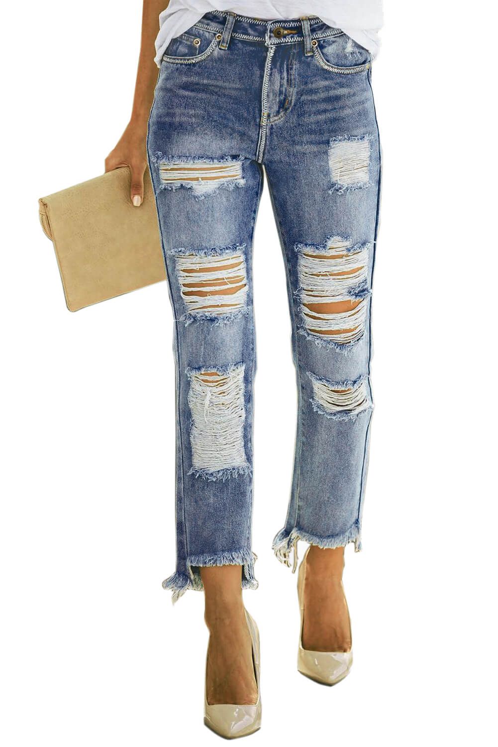 Kelce Destroyed Boyfriend Denim