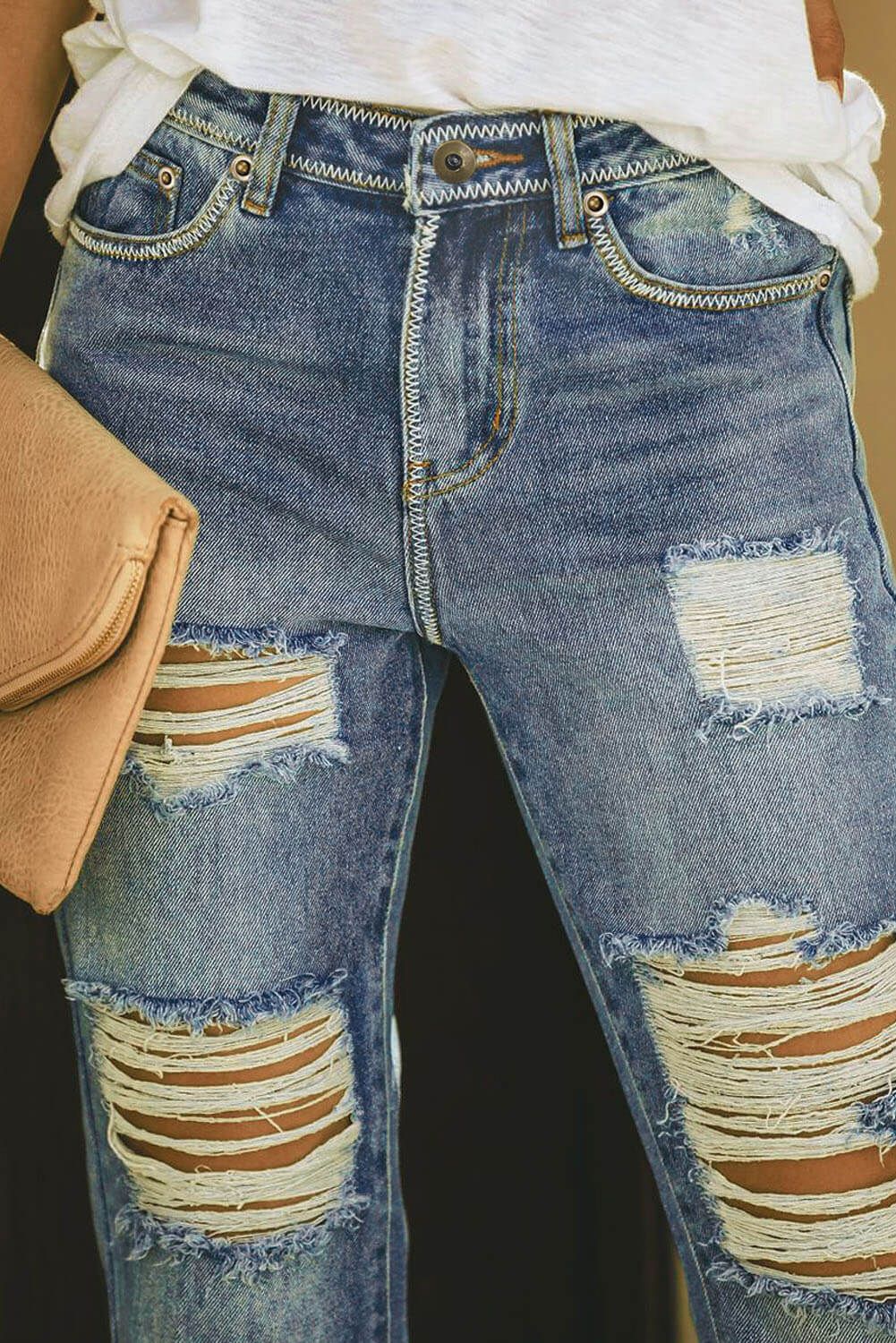 Kelce Destroyed Boyfriend Denim
